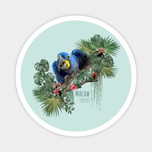 Low polygon illustration Amazon rain forest macaw bird. Magnet